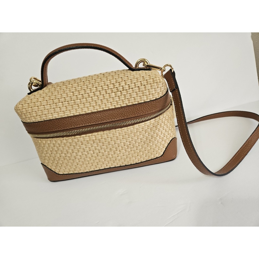 Cheval Firenze Genuine Leather Woven Vanity Case Bag Made In Italy Shoulder Strp